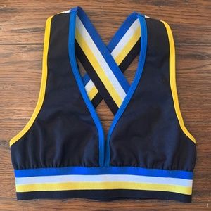 The Mountain Striped Stretch-Jersey Sports Bra
